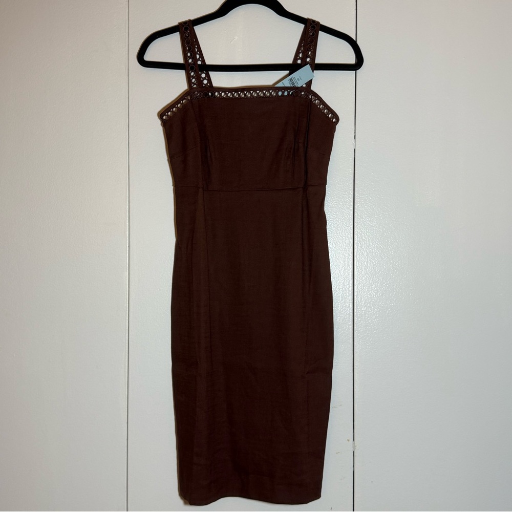NEW W/ TAG! | Ann Taylor Brown Ribbed Sheath Midi-Dress